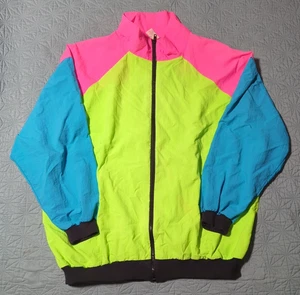 Cortavientos Christina Mujer Vintage Años 80 Neón Multicolor Cremallera Talla L  - Imagen 1 de 7