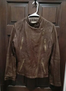 Chaqueta de moto de cuero para mujer Michael Michael Kors talla M - Imagen 1 de 5