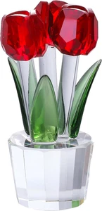 Kristall Tulpe Glas Blumen Figur mit Vase - Handarbeit Kristall Dekor Sammlerstück - Bild 1 von 12