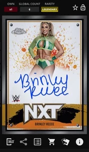 Brinley Reece NXT Black Signature 10cc Legendary Topps Slam WWE Chrome 25 - Picture 1 of 1