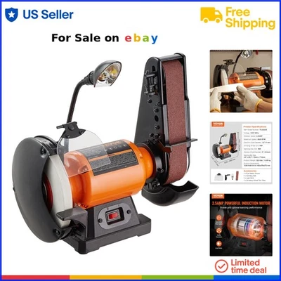 8 Inch Bench Grinder Metalworking Sharpening Belt Sander Combo with 2.5A Motor - Image 1 of 4