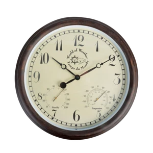 Outdoor Round Wall Clock Weather Station Temperature Humidity Hydrometer Garden - Picture 1 of 1