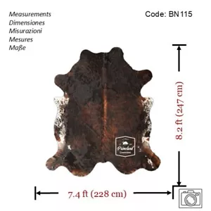 Cowhide Rug Dark Brindle Tricolor High Quality Hair on Hide Size: (XXL)BN115 - Picture 1 of 16