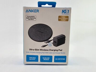 Anker 318 ULTRA-SLIM Wireless Charging Pad - Black + CABLE & WALL PLUG - Image 1 of 4
