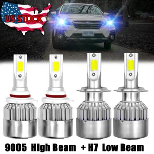 4Pc 9005+H7 8000K Ice Blue LED Headlight Bulbs For Subaru Legacy Outback 2005-14 - Picture 1 of 11