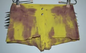 Pantalones cortos, mini, picos, amarillo/púrpura, bolsillos - Imagen 1 de 7