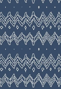 HB Luxe Marine Abstrakt Zick Zack Chevron Leinen Druck Stoff Mont Maudit Blau 2,45 Yard - Bild 1 von 4