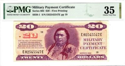 Series 692 $20 'CHIEF' PMG 35 Choice Very Fine condition- LOOKS STUNNING!!! - Image 1 of 4