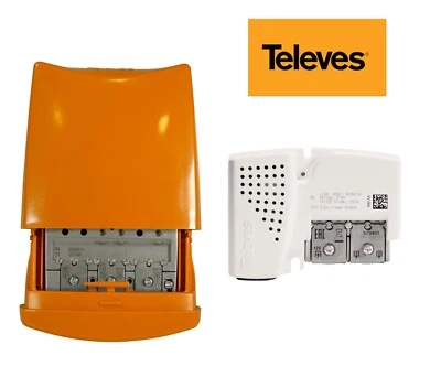 KIT AMPLIFICATORE TV 3 INGRESSI E ALIMENTATORE 2 USCITE TV TELEVES  - Immagine 1 di 4