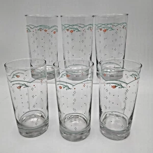 CORELLE COORDINATES CALICO ROSE COOLER GLASSES TUMBLERS SET OF 6 ~ 12 oz EUC - Picture 1 of 3