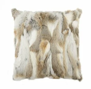 Real Rabbit Skin Fur Pillow Cushion Case Cover Square Throw Decor Various Size - Picture 1 of 19
