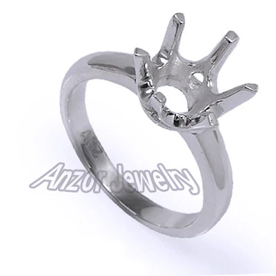 Six-Prong Knife Edge Ring Mounting 14K White Gold Ideal for 1.50ct. to 2.25ct.  - Image 1 of 4