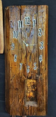 200 年手工 Hewn 光束时钟老式生长硬松带磨砂 — 第 1/4 张图片