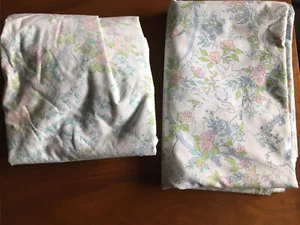Rare Vtg Martex Lovesong Floral Cherub Angel Twin Flat AND fitted Sheets - Picture 1 of 6