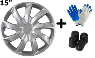 Satz 4x Stück Radkappen Radzierblenden Radblenden | NRM 15" Quad Silber 3550 - Bild 1 von 4