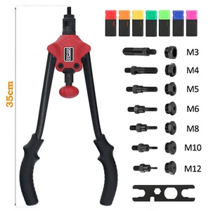 Profi Nietmutternzange Set Nietzange M3 M4 M5 M6 M8 M10 M12 Zugstückpaare 350 mm - Bild 1 von 6