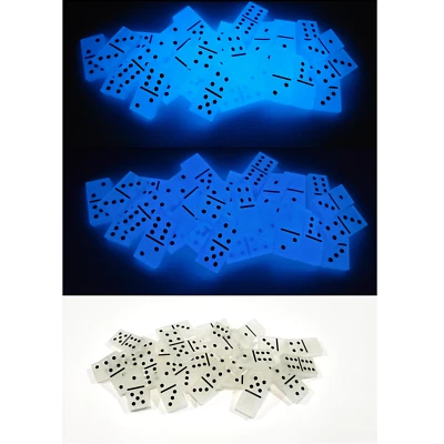 Handmade Resin Art Glow in the Dark Blue with Black Dominoes Domino Set Gift Toy - Image 1 of 4