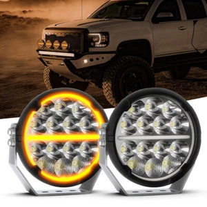 2PCS 7inch LED Driving Lights Round Spotlight Halo DRL Offroad Truck 4x4 ATV UTV - Picture 1 of 11