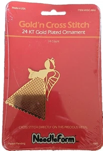 Vintage Gold'n Cross Stitch 24KT Gold Plated Christmas ANGEL Ornament XGC3600 85 - Picture 1 of 2