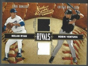 2004 DONRUSS LEATHER LUMBER RIVALS NOLAN RYAN VENTURA /250 GAME USED WORN JERSEY