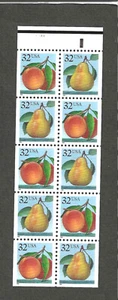 #2488a 32c PEACHS & PEARS ISSUE BOOKLET OF 10 UNFOLDED - Picture 1 of 2