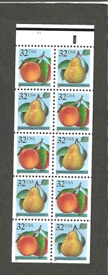 #2488a 32c PEACHS & PEARS ISSUE BOOKLET OF 10 UNFOLDED - Image 1 of 2
