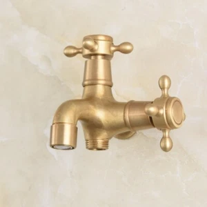Antique  Brass Bathroom Wall Tap Washing Machine Garden Faucet/Mop Water Faucet - Picture 1 of 7