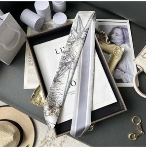 Quality 18 Momme Twill Silk Scarf Ribbon Fashion Necktie Bag Headband 100*6cm - Picture 1 of 64