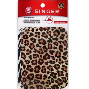 SINGER Iron-on Printed Twill Patches 3.75"X5" 4/Pkg-Leopard & Zebra - 3 Pack - Picture 1 of 1