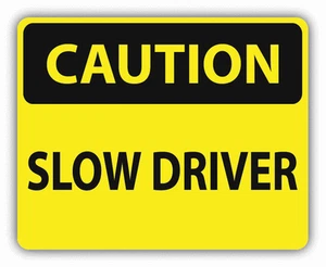 Caution Slow Driver Sign Warning Car Bumper Sticker Decal 5" x 4" - Picture 1 of 1
