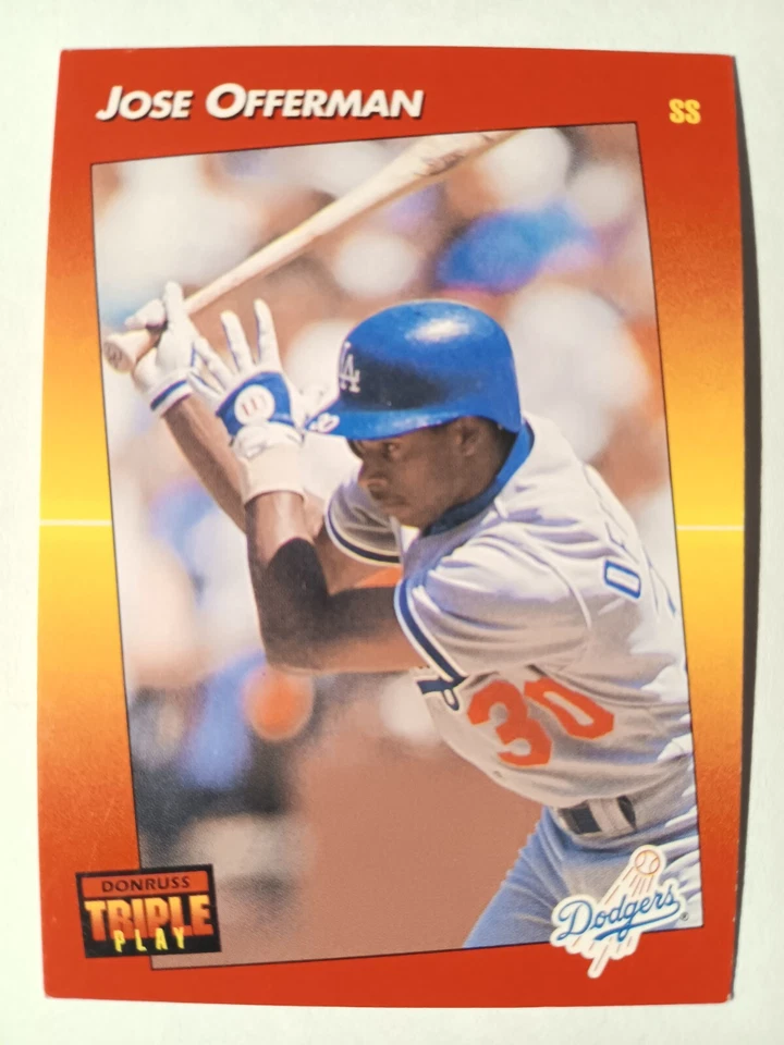 JOSE OFFERMAN LA DODGERS 1992 DONRUSS TRIPLE PLAY BASEBALL CARD #153 - Image 1 of 1