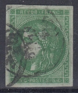 TIMBRE FRANCE BORDEAUX N° 42B VERT FONCE OBLITERE - NUANCE SIGNEE CALVES - Foto 1 di 2