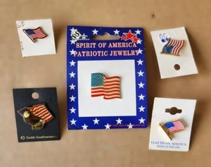 Lot of 5 American Flag Lapel Pins Patriotic USA - Picture 1 of 2
