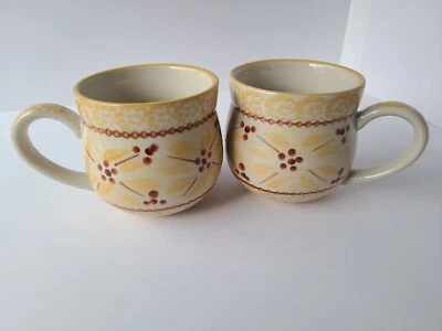 Temp-tations by Tara Old World Yellow 12 oz. Coffee Cups Mugs-Set Of 2  - Image 1 of 4