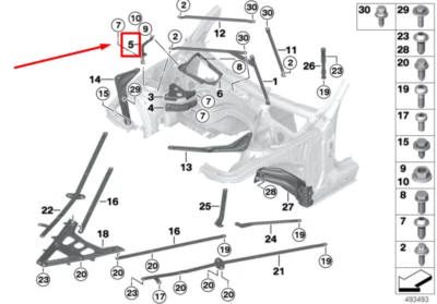 NEW BMW 4 GRAN COUPE F36 FRONT PARTITION WALL STRUT 51617326244 7326244 ORIGINAL - Image 1 of 4