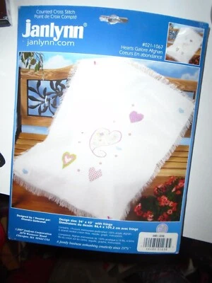 Janlynn Counted Cross Stitch Hearts Galore  Afghan 34" x 43.5" Cotton Baby  - Image 1 of 3
