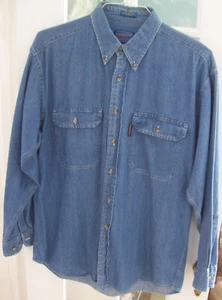 Vintage Pendleton Blue Denim Button Down L/S Work Shirt~100% Cotton~Men's Medium - Picture 1 of 4