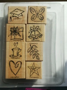 Stampin' Up! "Sketch an Event" Rubber Stamp Set 8 stamps - Present, Heart Star - Picture 1 of 4