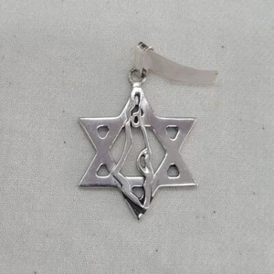Handgefertigter Anhänger Sterlingsilber Israel Karte Stern ausgeschnitten Israel Karte von S. Ghatan - Bild 1 von 5