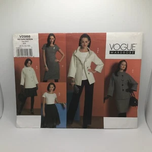 Vogue V2988 Womens 6-12 Jacket Top Dress Skirt Pants Sewing Pattern UNCUT - Picture 1 of 6
