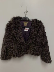 VTG Y2K Paris Blues Faux Fur Jacket Purple Wine Black White USA Large - Picture 1 of 8