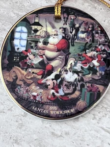Disney Parks Ornamento Natale 1993 Officina di Babbo Natale Disco Piatto Usato - Foto 1 di 2