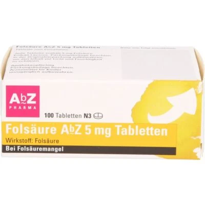 ABZ PHARMA GMBH FOLSÄURE AbZ 5 mg Tabletten 100 St PZN 01234562