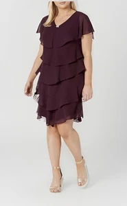 SLNY Mujer Talla 16 Manga Corta En Niveles Vestido Madre de la Novia Formal - Imagen 1 de 9