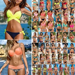 Womens Push Up Padded Bikini Set High Summer Beachwear Bathing Suit Swimwear - Picture 1 of 37