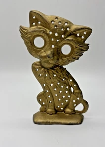 Vintage Mid Century Bronzed Cat Statue Earrings Display Organizer - Picture 1 of 7
