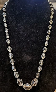 Faceted Glass Bead Necklace Graduated In Size 24 In - Picture 1 of 2