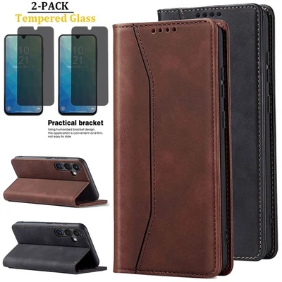 For Samsung Galaxy A16 Flip Case Leather Wallet Cover / Privacy Screen Protector - Image 1 of 4