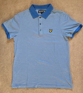 Lyle and Scott Mens Blue and White Striped Short Sleeved Polo Shirt Size Small - Picture 1 of 7