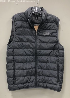 Eddie Bauer Mens Gray Solid Lightweight Puffer Vest - Size Medium - Image 1 of 4